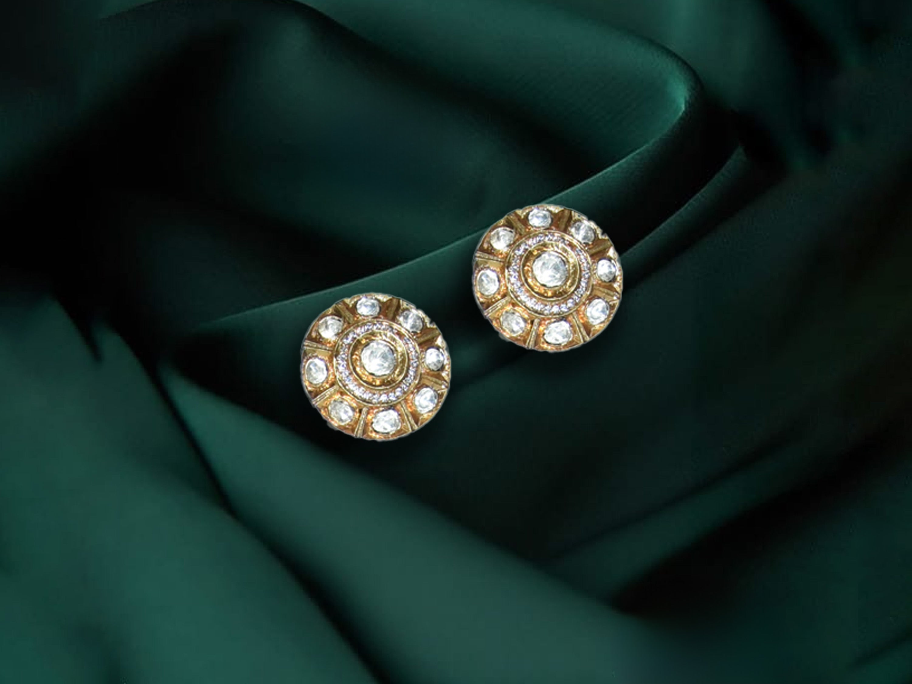 Royal Circular Polki Stud Earrings