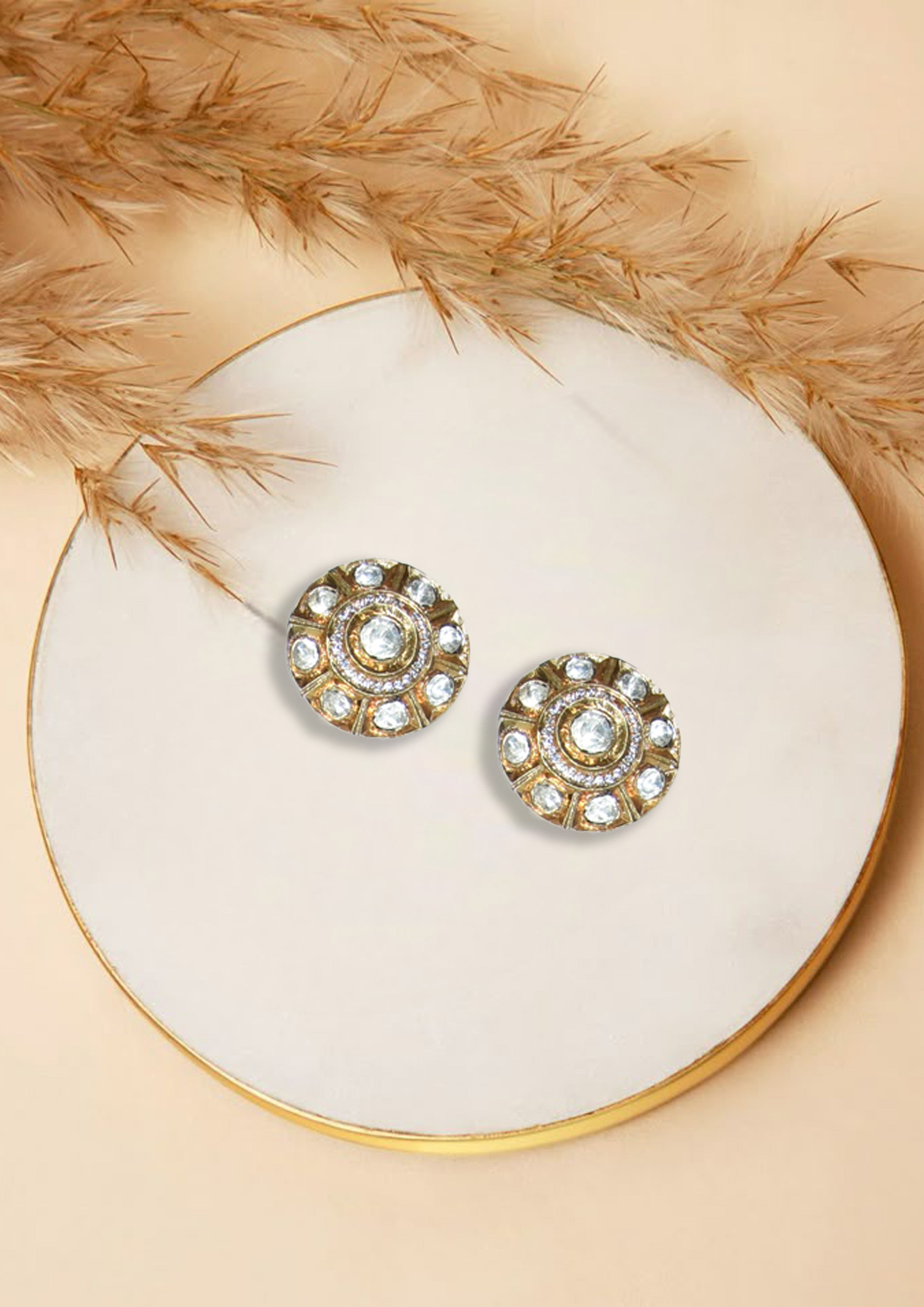 Royal Circular Polki Stud Earrings