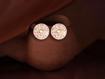 Pink Meenakari Stud Earrings