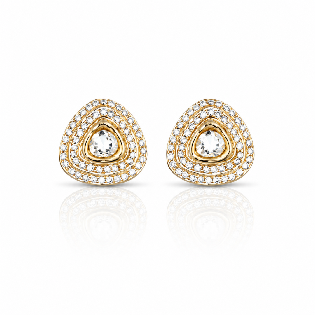 Triangular Polki Stud Earrings