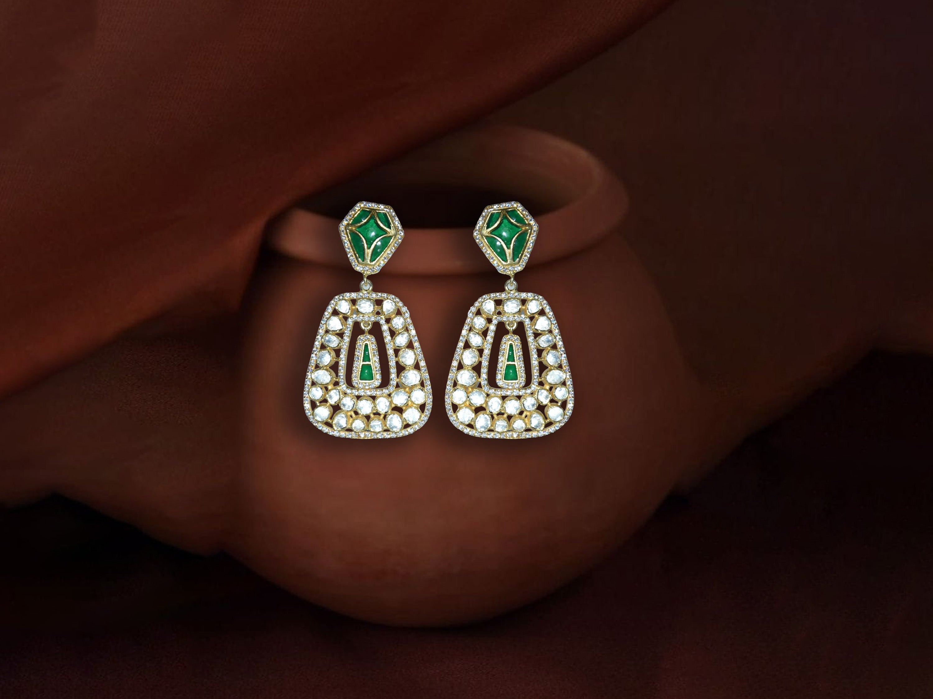 Green Stone Drop Earrings