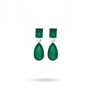 Elegant Green Stone Drop Earrings