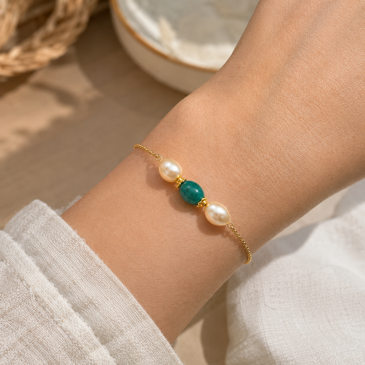 Pearl & Onyx Stone Bracelet