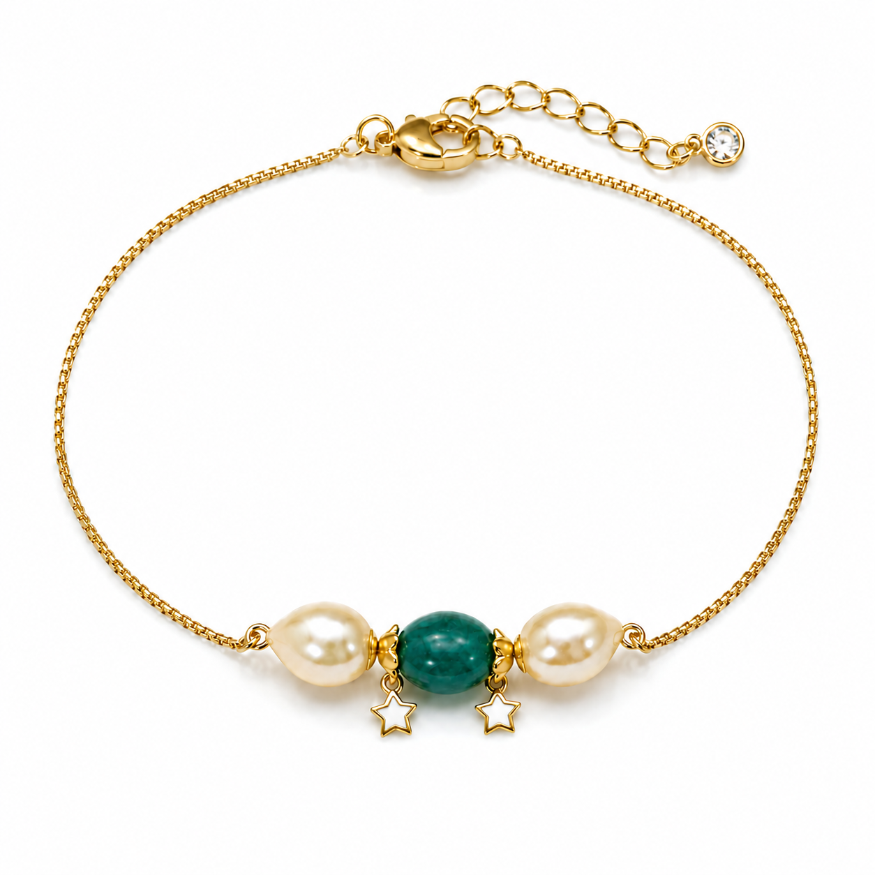 Pearl & Onyx Star Bracelet | Italian Metal Jewellery