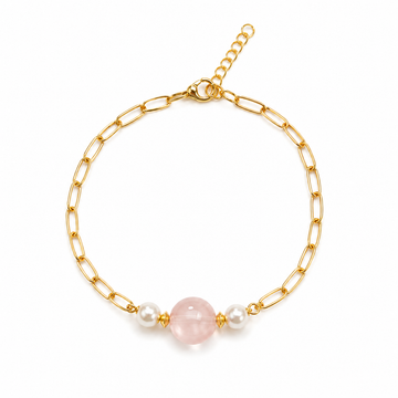 Pink Strawberry & Pearl Bracelet | Italian Metal Jewellery