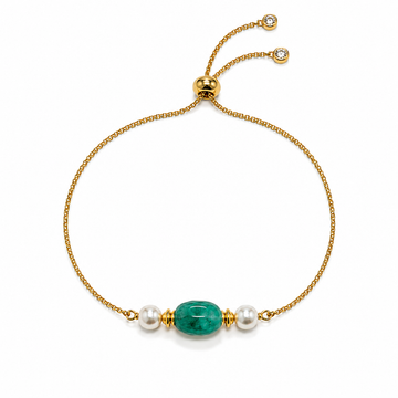 Onyx & Pearl Bracelet | Italian Metal Chain Bracelet