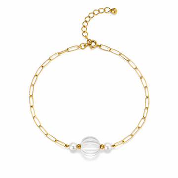 White Strawberry & Pearl Bracelet | Italian Metal Bracelet