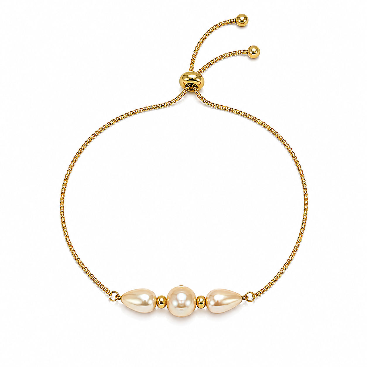 Pearl Trio Adjustable Chain Bracelet
