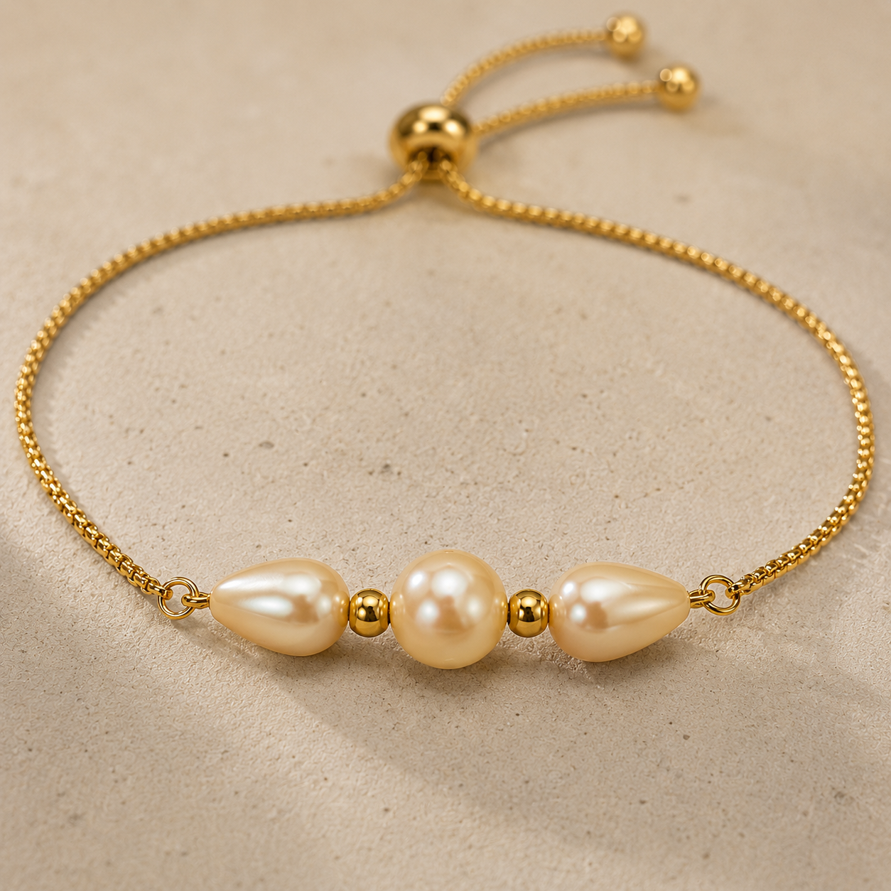 Pearl Trio Adjustable Chain Bracelet