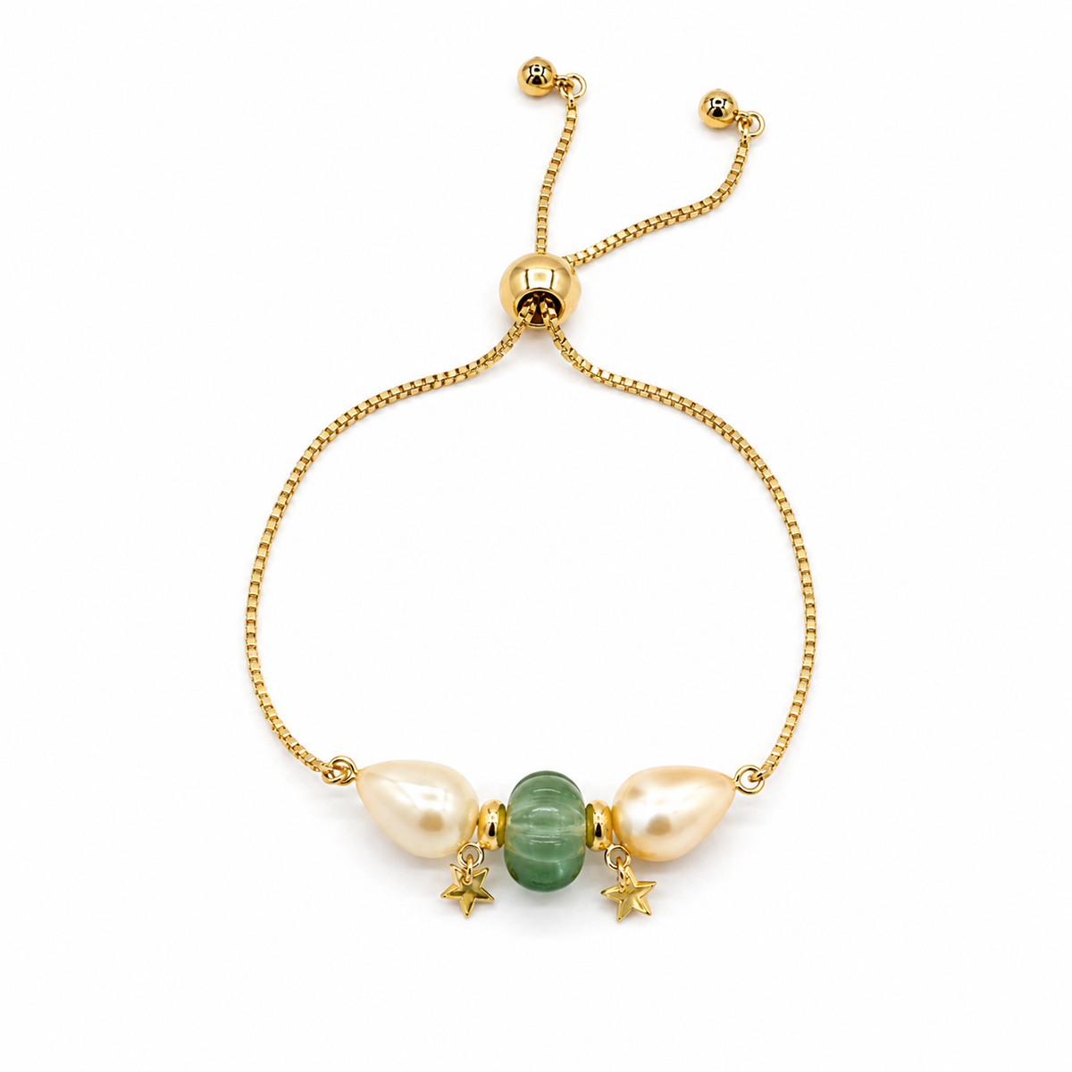 Strawberry Beads Star Charm Adjustable Bracelet