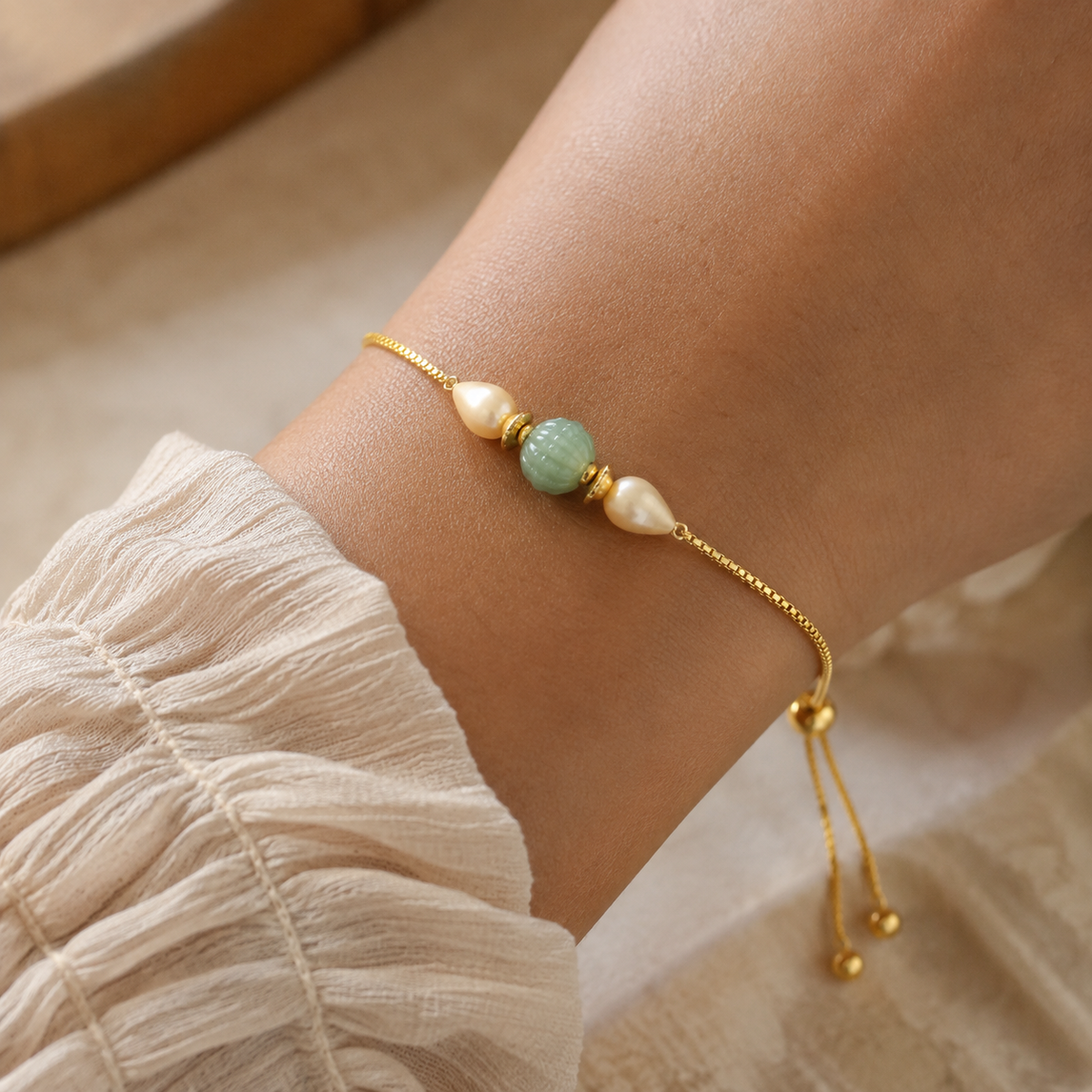 Strawberry Pearl Adjustable Bracelet