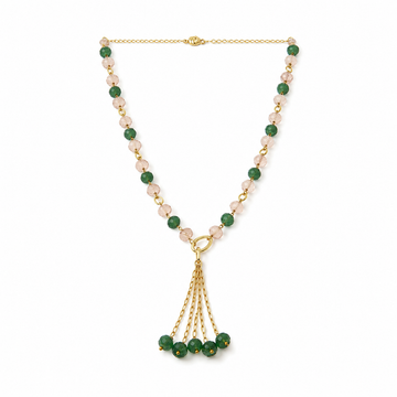 Green & Pink Strawberry Tassel Necklace