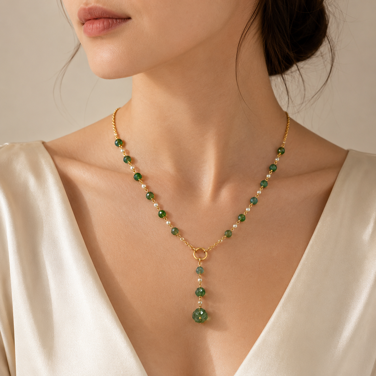 Strawberry Pearl Drop Necklace