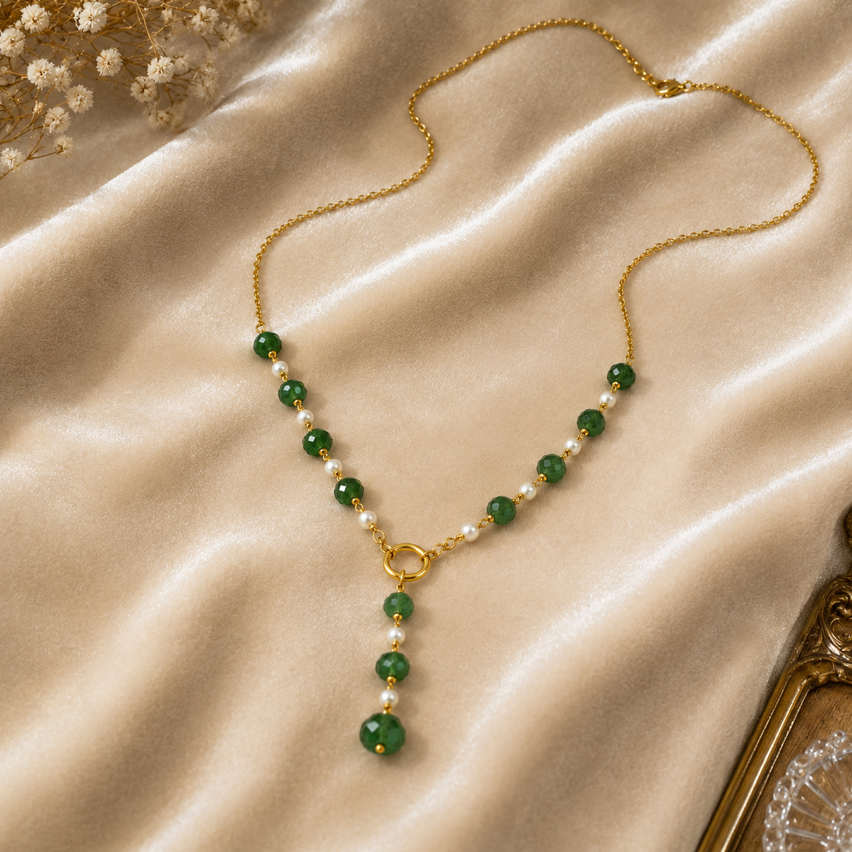 Strawberry Pearl Drop Necklace