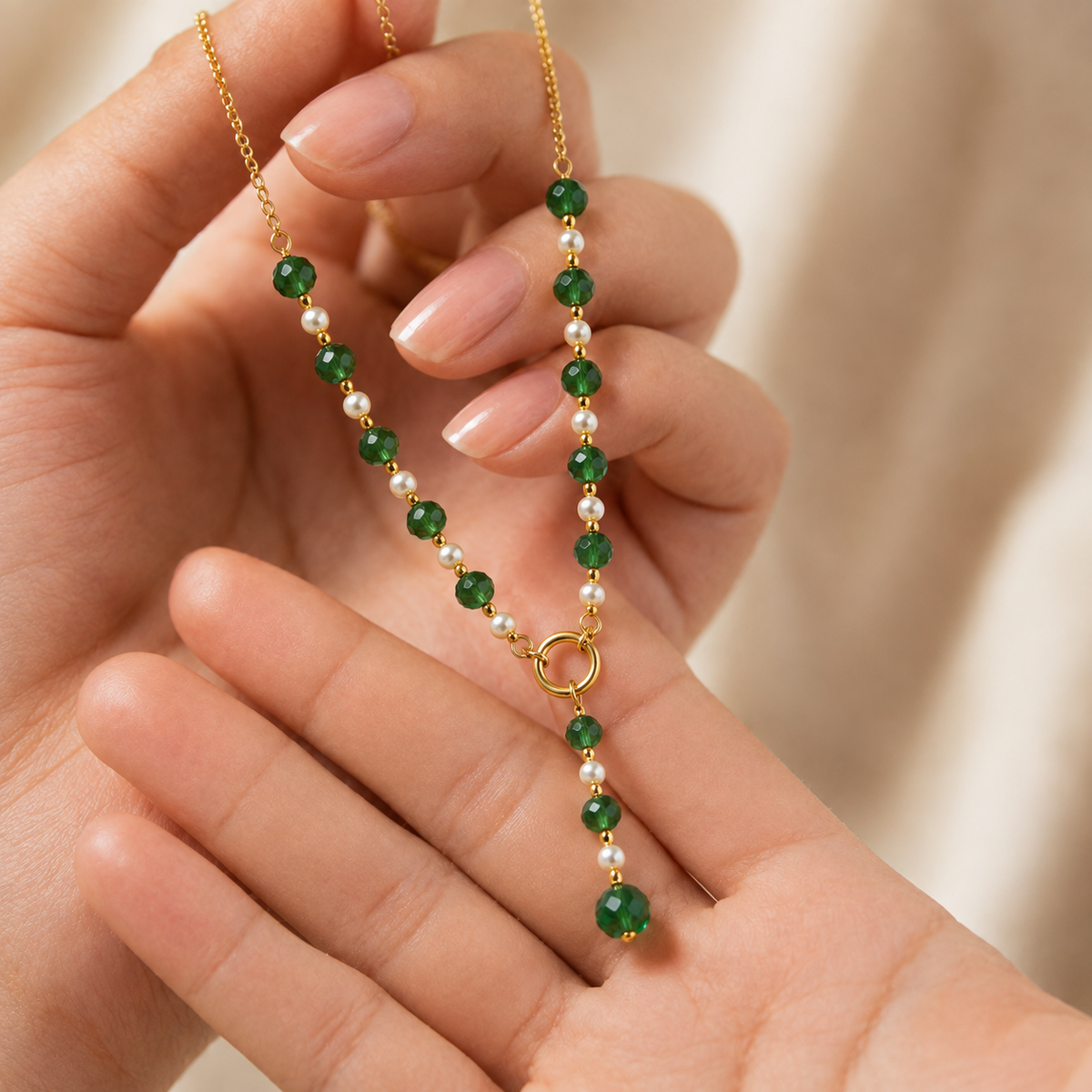 Strawberry Pearl Drop Necklace