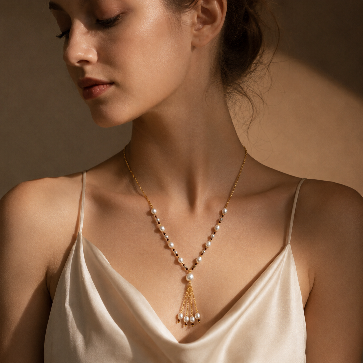Pearl & Beaded Tassel Necklace