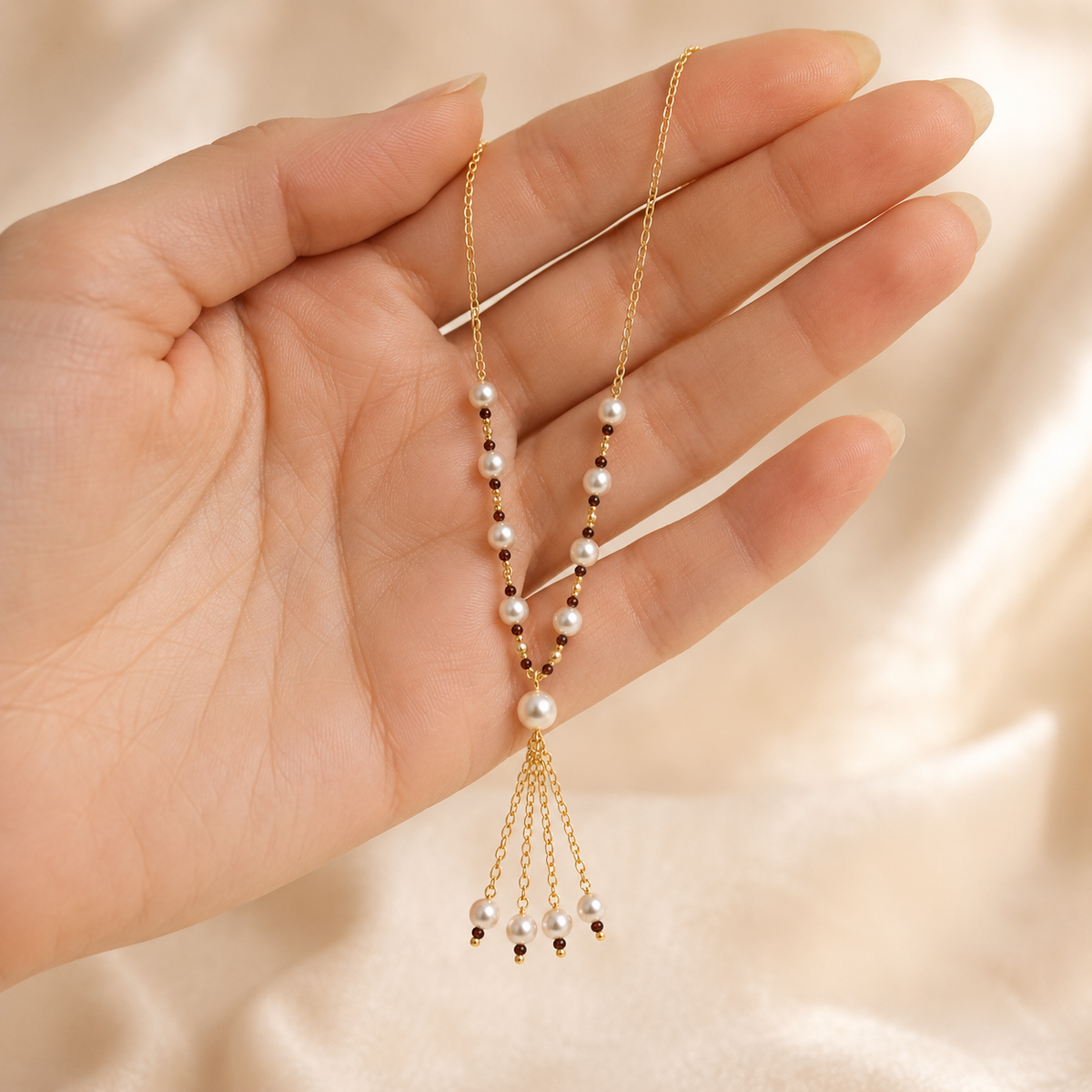 Pearl & Beaded Tassel Necklace