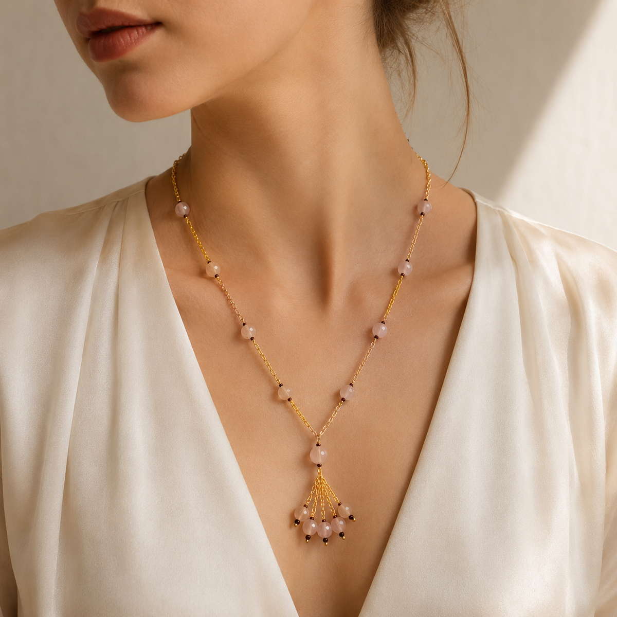 Pink Strawberry Tassel Necklace