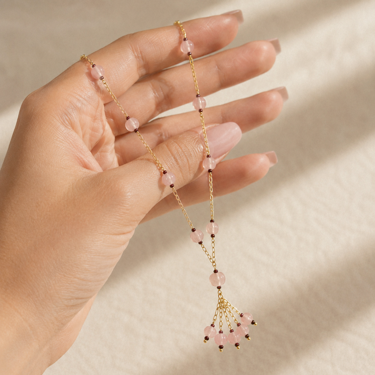 Pink Strawberry Tassel Necklace