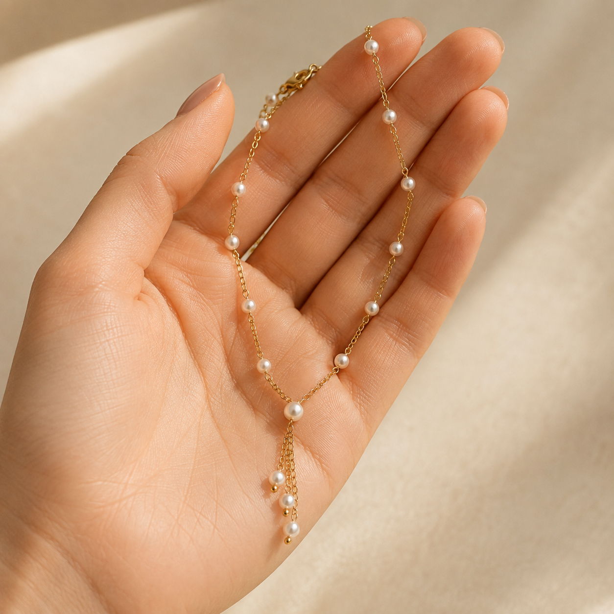 Pearl Drop Tassel Necklace