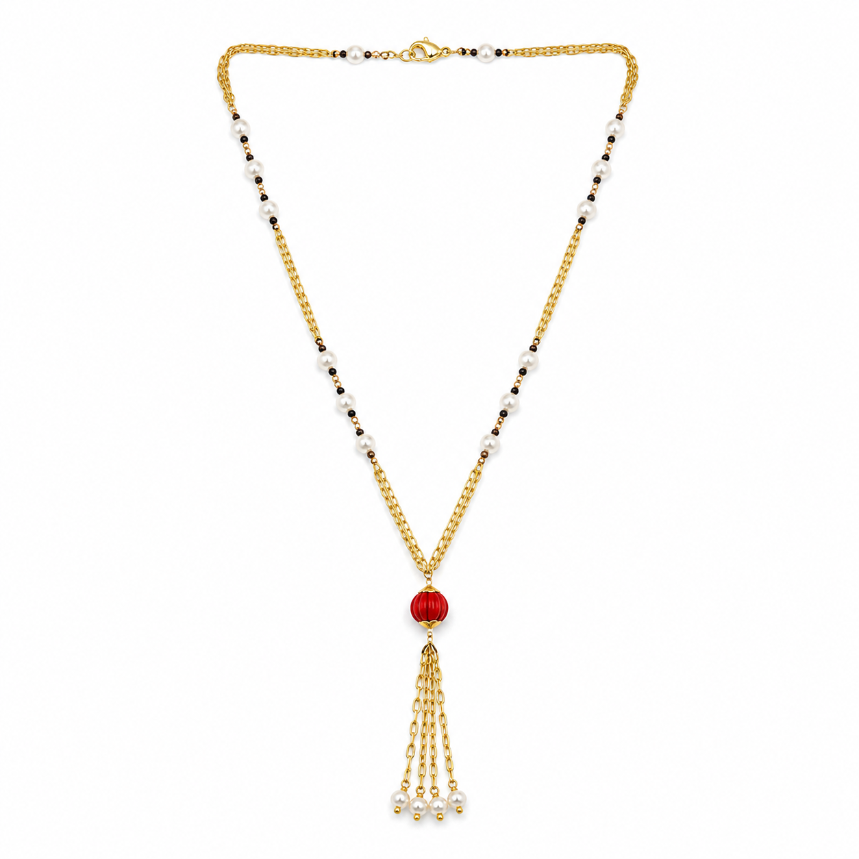 Pearl & Coral Tassel Necklace