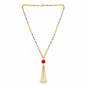 Pearl & Coral Tassel Necklace