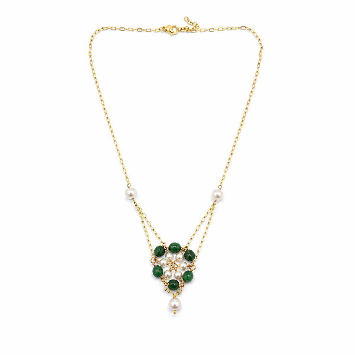 Onyx And Pearl Flower Pendant Necklace