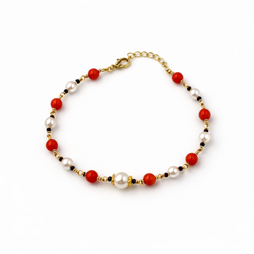 Sunset Coral & Pearl Bracelet