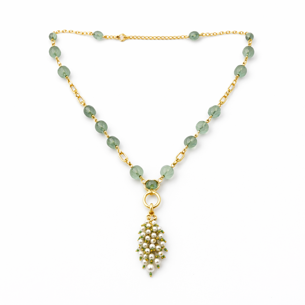 Strawberry Gemstone Necklace with Pearl Grape Gucha
