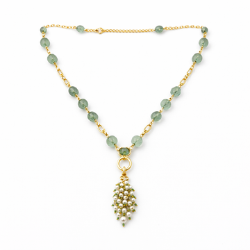 Strawberry Gemstone Necklace with Pearl Grape Gucha