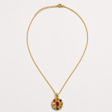 Manik Chakra Navratna Pendant Necklace – Sacred Gem Circle Pendant