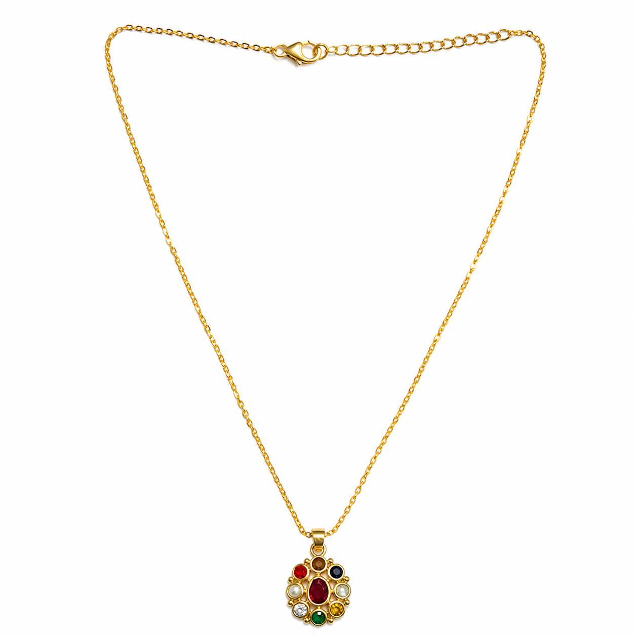 Laghu Ratna Navratna Pendant Necklace – Petite Sacred Pendant
