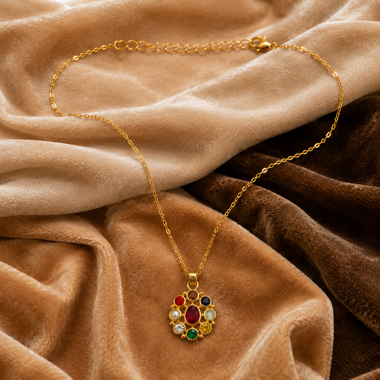 Laghu Ratna Navratna Pendant Necklace – Petite Sacred Pendant