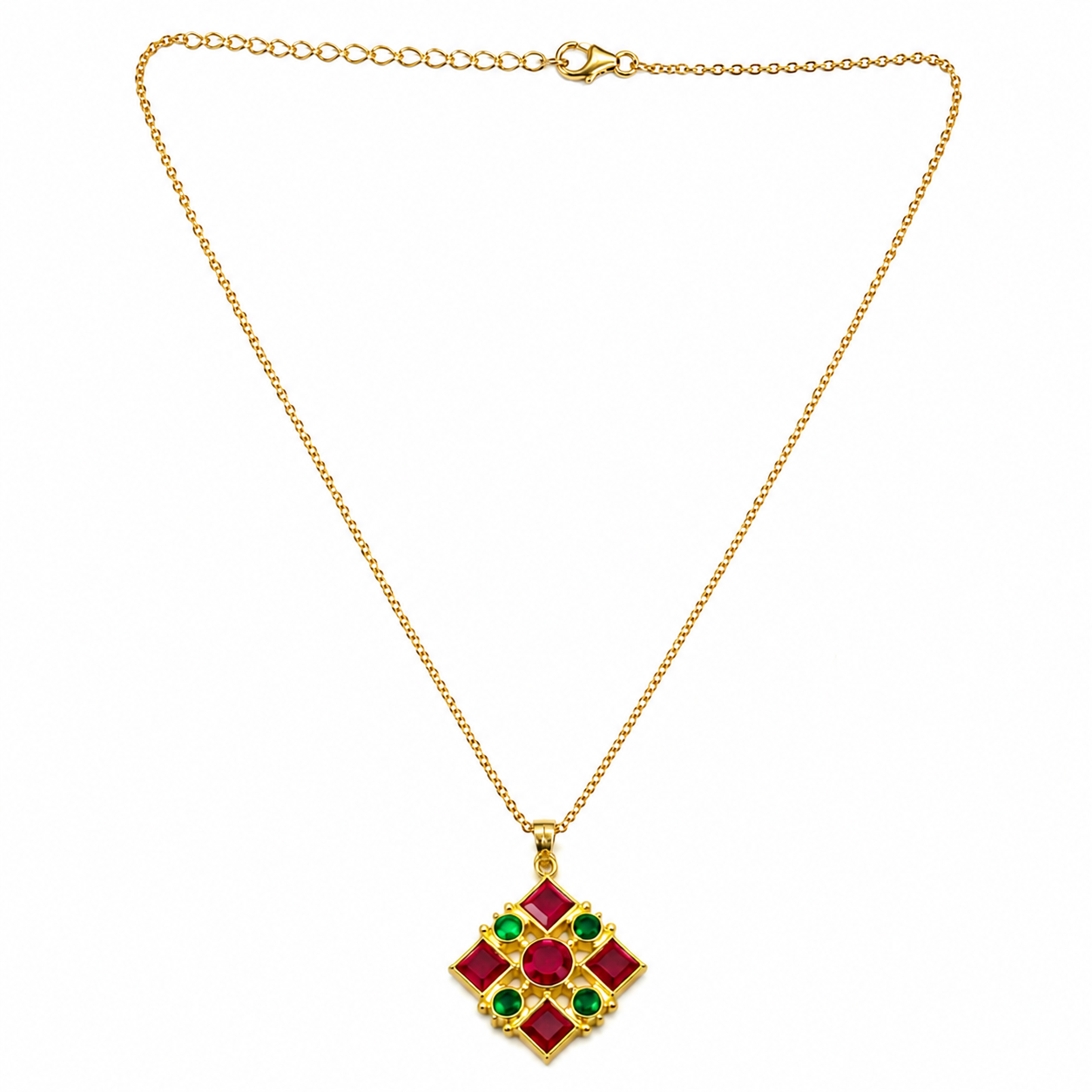 Ravi Bindu Navratna Pendant Necklace – Celestial Geometric Pendant