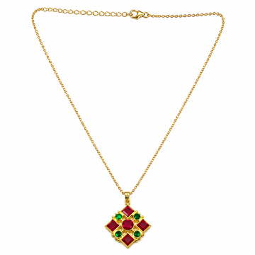 Ravi Bindu Navratna Pendant Necklace – Celestial Geometric Pendant