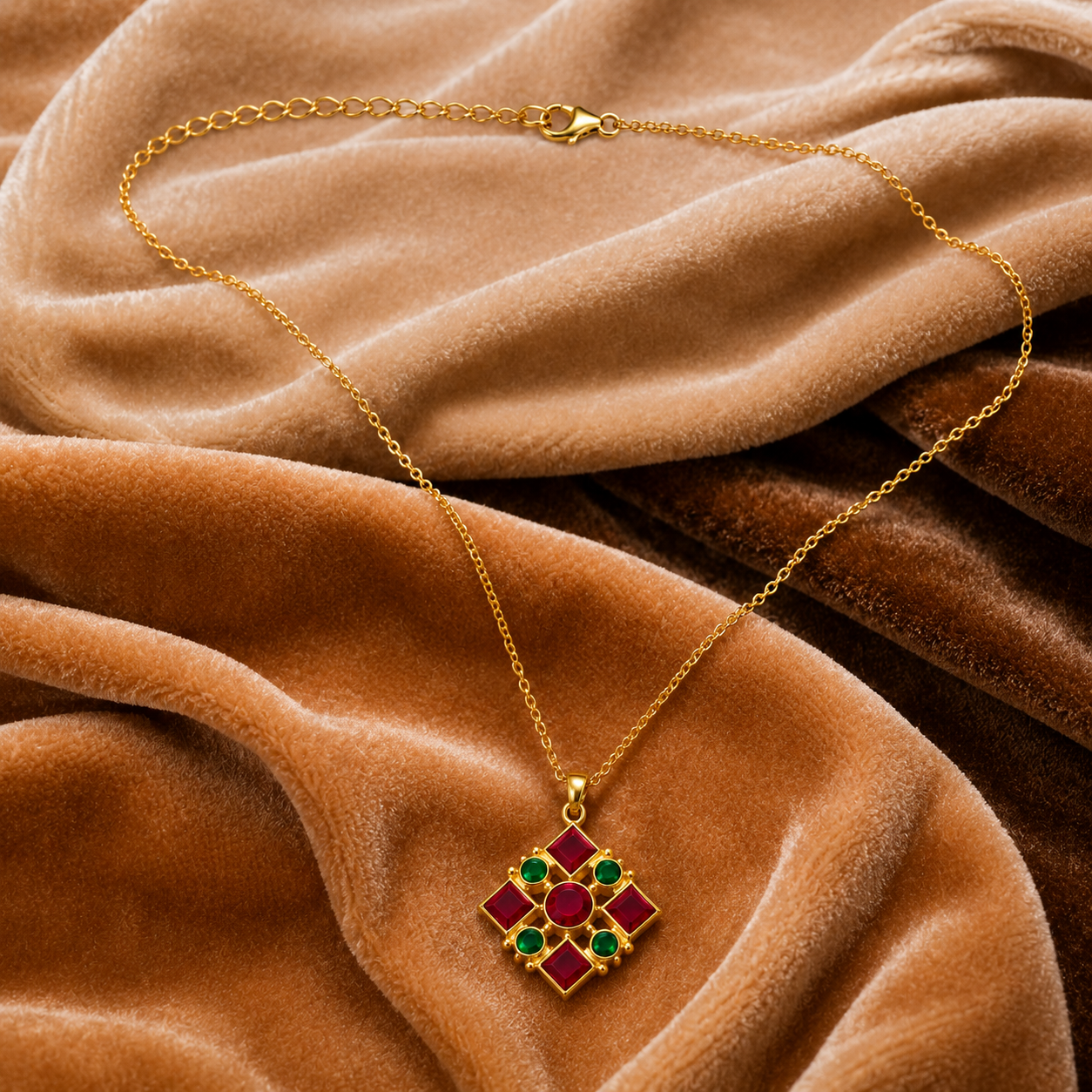 Ravi Bindu Navratna Pendant Necklace – Celestial Geometric Pendant