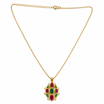 Jaal Kamal Navratna Pendant Necklace – Lotus Inspired Pendant