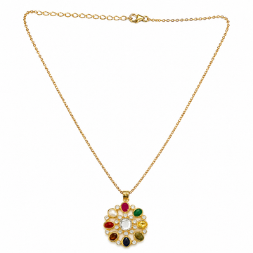 Hira Mandala Navratna Pendant Necklace – Radiant Circle Pendant