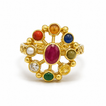 Ratna Chakra Navratna Ring – Sacred Gem Circle Ring