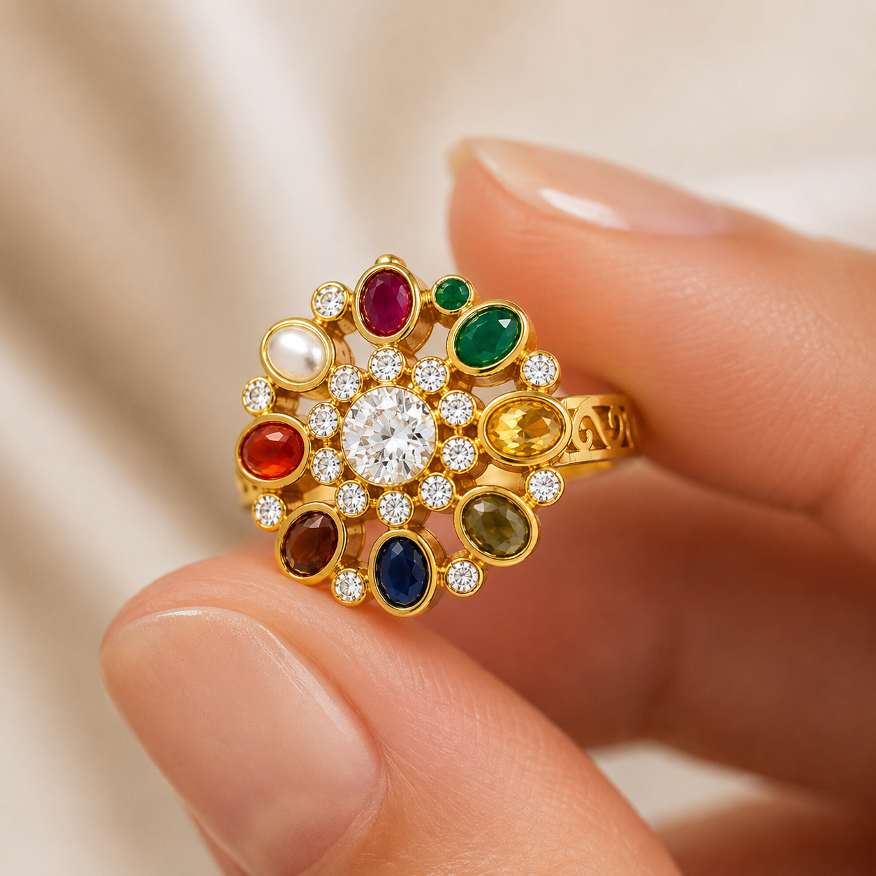 Hira Mandala Ring – Designer Statement Ring