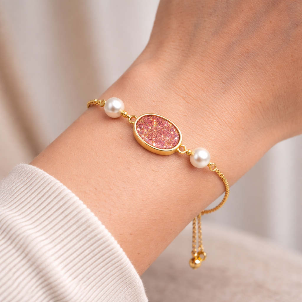 Ruby Glow Pearl Bracelet