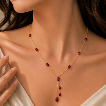 Scarlet Drop Ruby Beaded Necklace – Elegant Minimal Statement