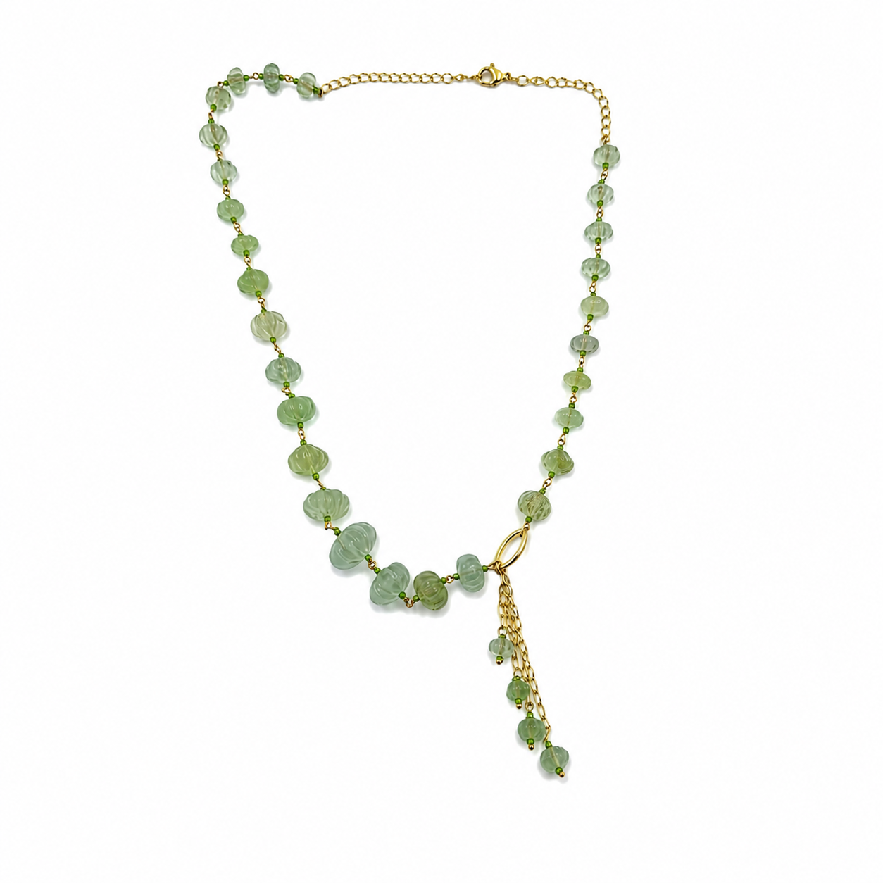 Verdant Drop Strawberry Bead Necklace
