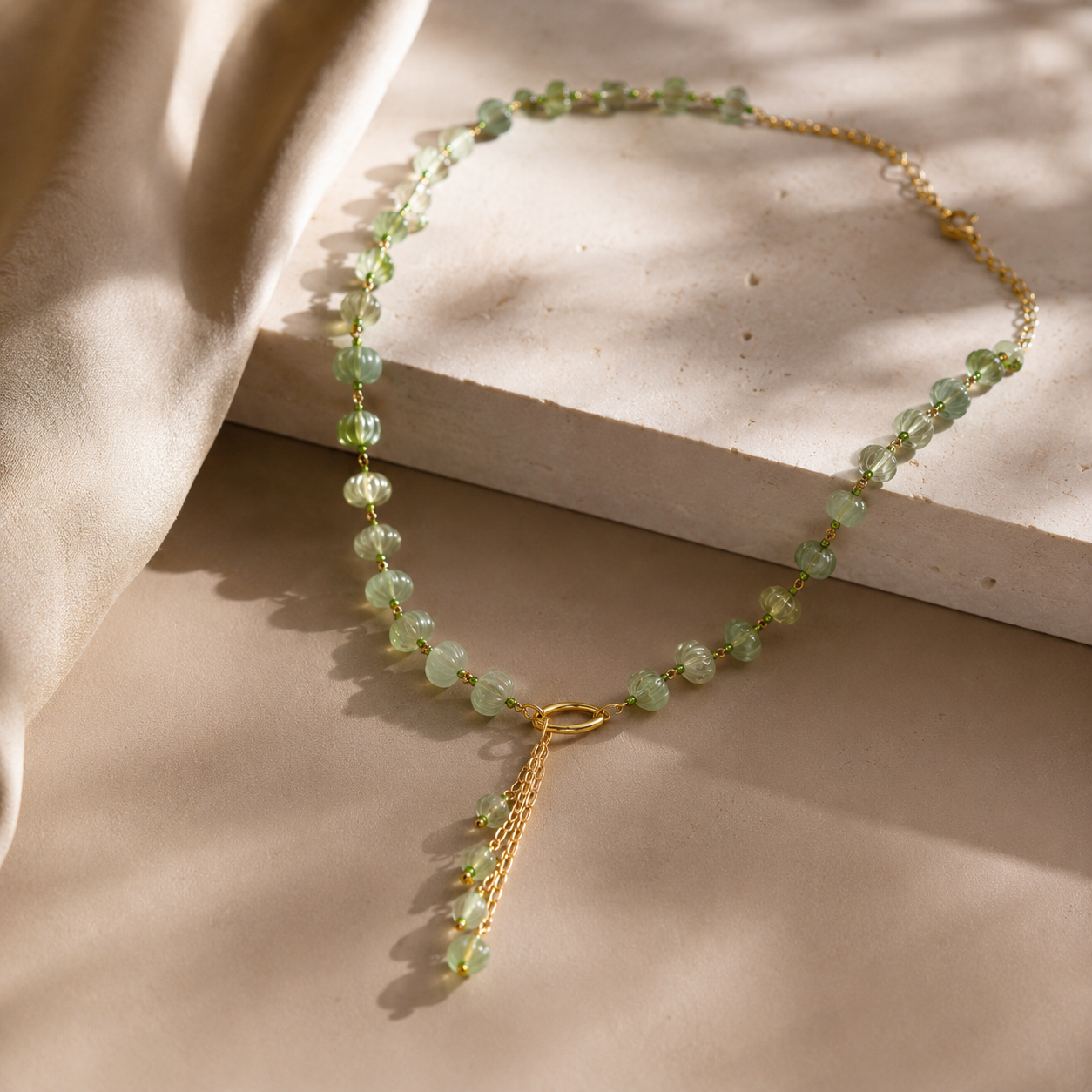 Verdant Drop Strawberry Bead Necklace