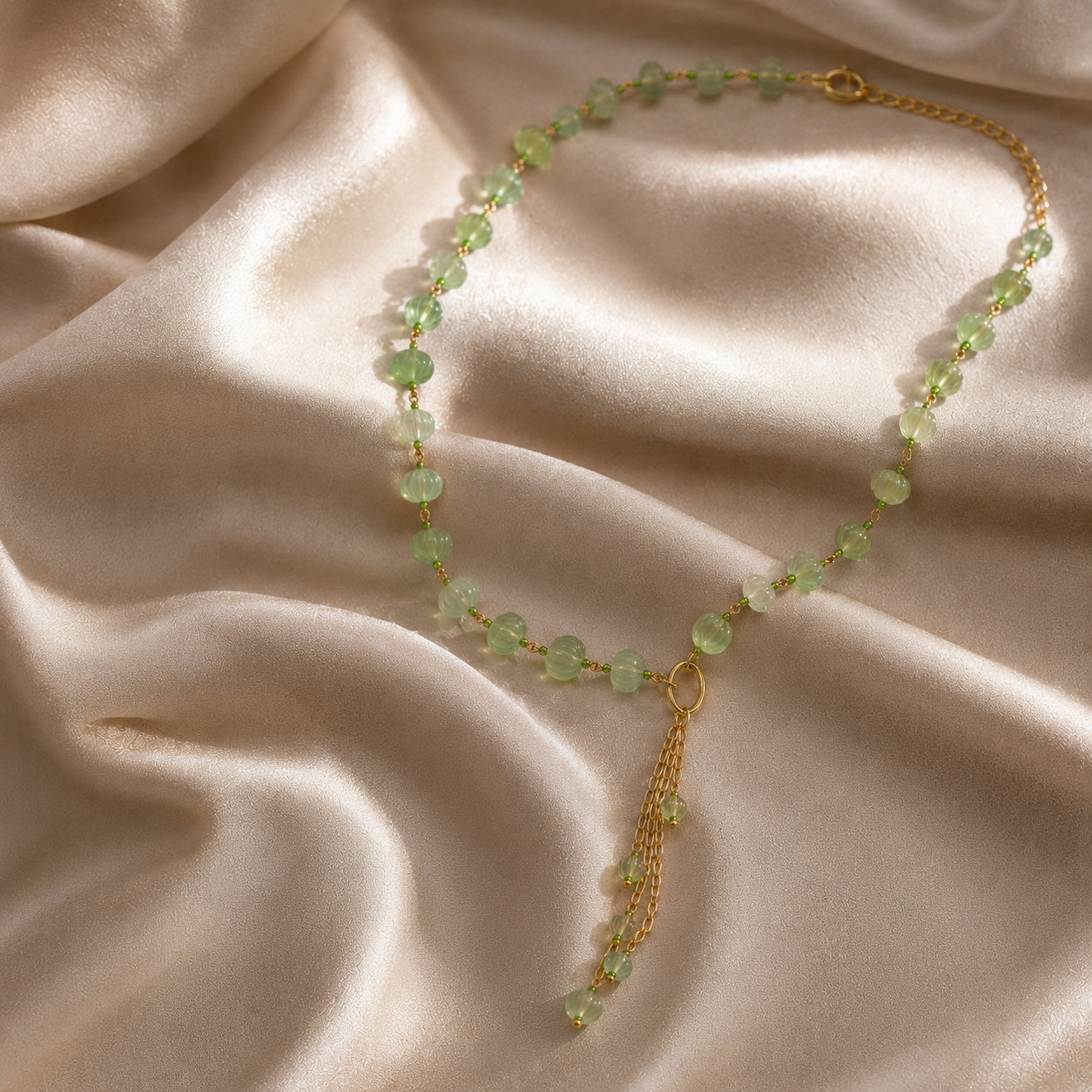 Verdant Drop Strawberry Bead Necklace