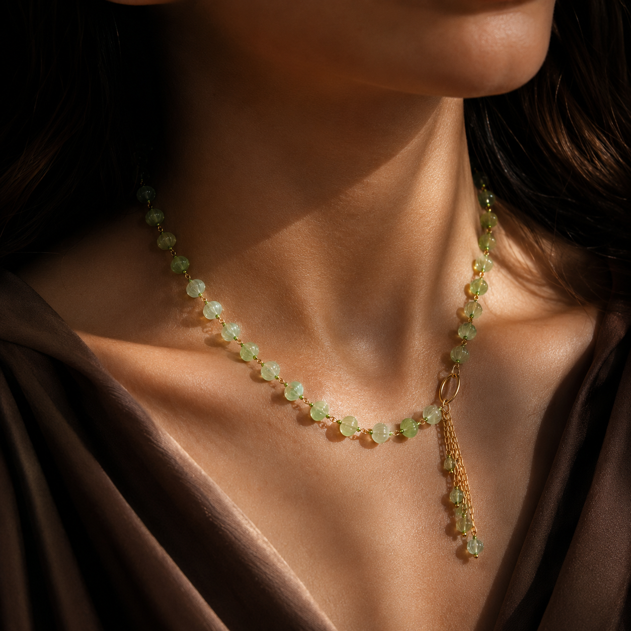 Verdant Drop Strawberry Bead Necklace