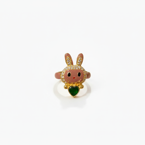 Labubu Doll Ring – Cute Adjustable Fashion Ring with Heart Stone