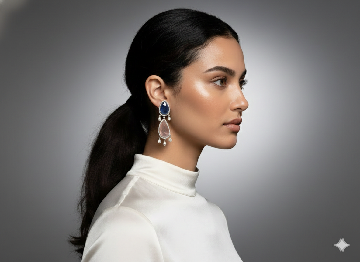 Elegant Dual-Tone Tear Drop Earrings