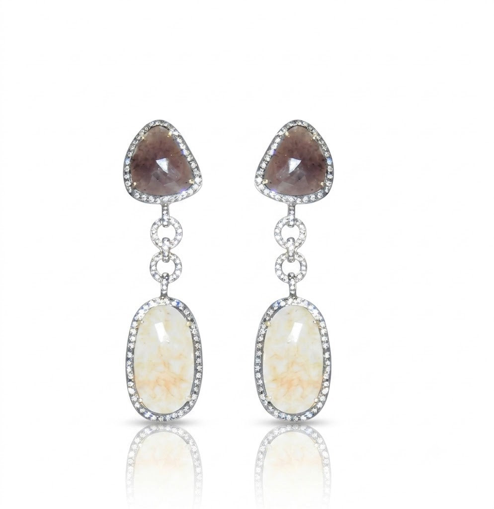 Luxury Dual-Tone Sapphire Drop Earrings
