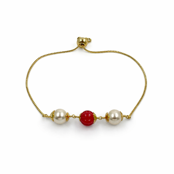 Coral Pearl Luxe Bracelet – A Bold Touch of Timeless Elegance